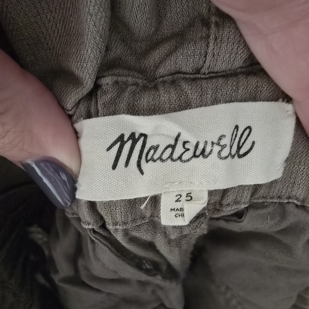Madewell Khaki High Waisted Paper bag Pants Size 25 Straight Leg - Picture 5 of 6
